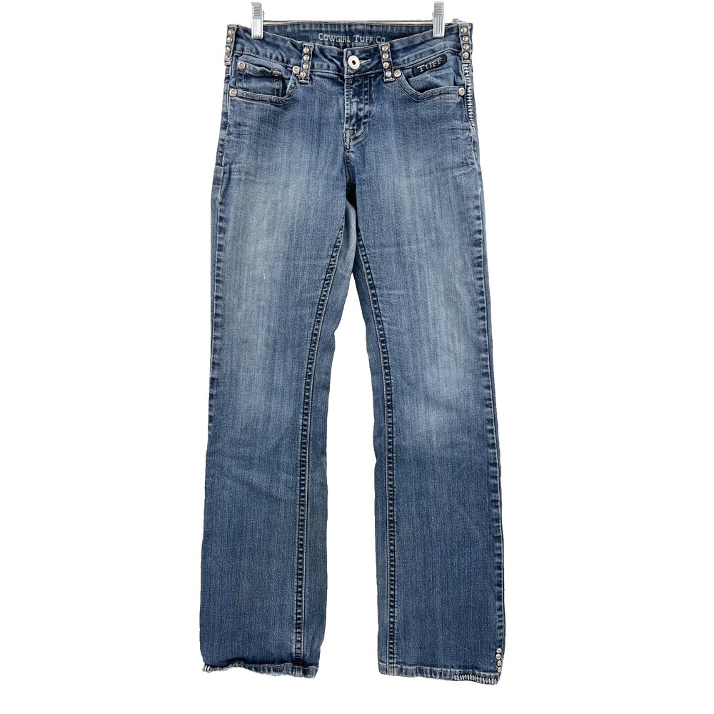 COWGIRL TUFF CO Womens 29/35 Mid-Rise Boot Cut Studded Embroidered Jeans Stretch
